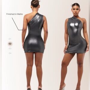 Coucoo One-Shoulder Metallic Dress